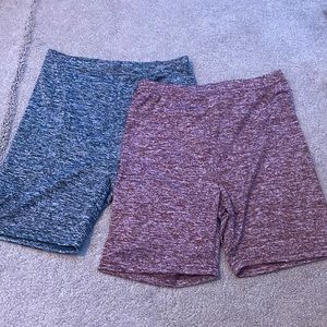 Comfy shorts one pair is red and gray the other is dark grey and light grey